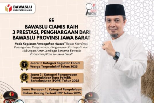Bawaslu Ciamis Borong Tiga Penghargaan Pencegahan dan Pengawasan Pemilu Tingkat Jawa Barat